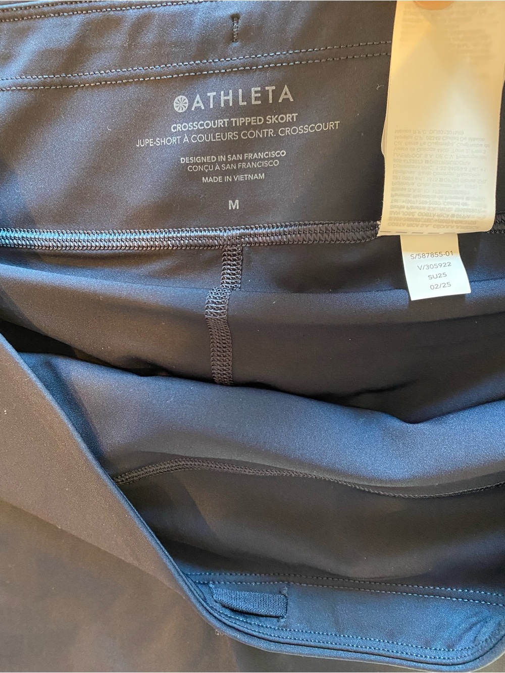 Athleta Crosscourt High Rise Tipped 14" Skort Navy & White Medium - Picture 3 of 9